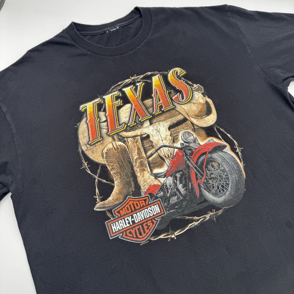 Harley-Davidson Mens XL Adam Smiths Texoma Sherman Texas Graphic T Shirt Black